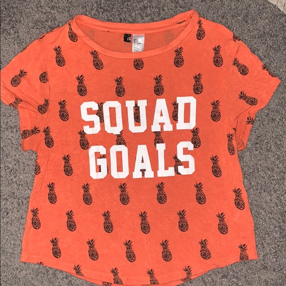 H&M Squad Goals Cropped Tee Orange Sz S